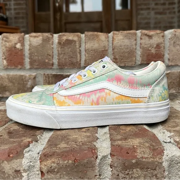 Vans Ward Psychedelic Tie Dye Pastel Multicolor Lace-up Skate Shoes, Size 7