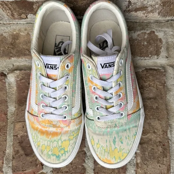 Vans Ward Psychedelic Tie Dye Pastel Multicolor Lace-up Skate Shoes, Size 7