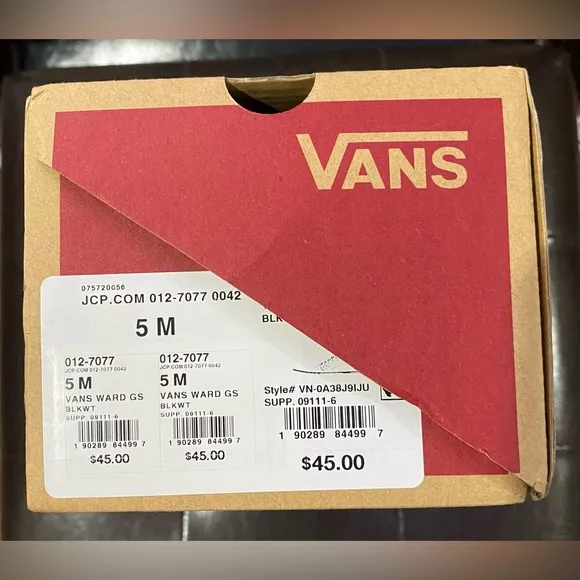 Vans Ward Unisex Skate Shoes Black/white Suede Size 5 M/ 6.5 W