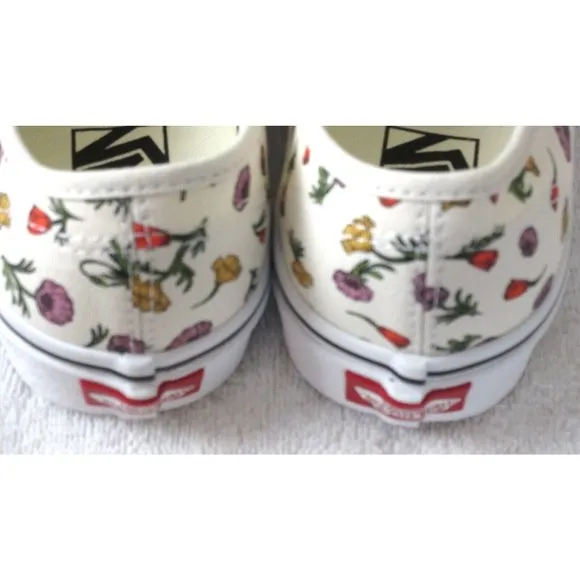 Vans Women's Authentic Poppy Floral Cream White Classic Canvas Skate shoes NIB