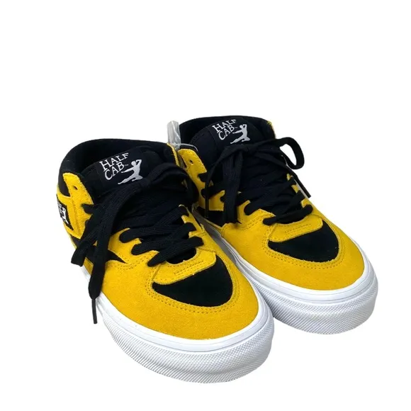 VANS x Bruce Lee Skate Half Cab Shoes Black Yellow Suede Mid Women  VN0A5FCDY23