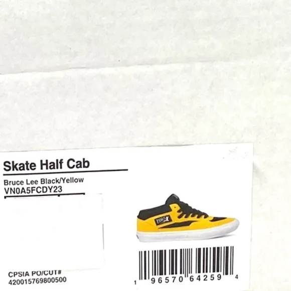 VANS x Bruce Lee Skate Half Cab Shoes Black Yellow Suede Mid Women  VN0A5FCDY23