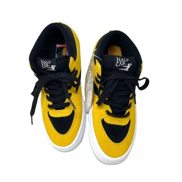 VANS x Bruce Lee Skate Half Cab Shoes Black Yellow Suede Mid Women  VN0A5FCDY23