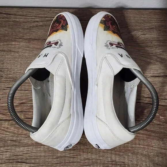Vans x Mana Classic Slip-On Women's Skate Shoes Size 7.5 White