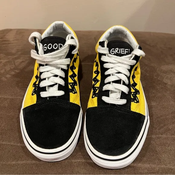 Vans X Peanuts &quot;Good Grief &quot; Charlie Brown Skate Shoes Women 7.5- Men 6