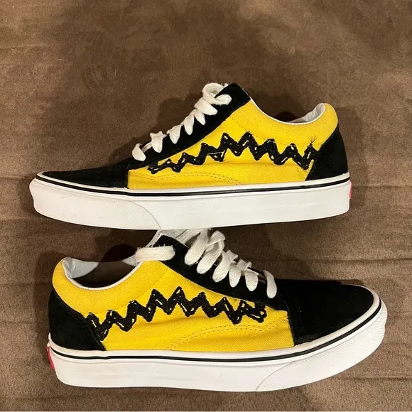 Vans X Peanuts &quot;Good Grief &quot; Charlie Brown Skate Shoes Women 7.5- Men 6
