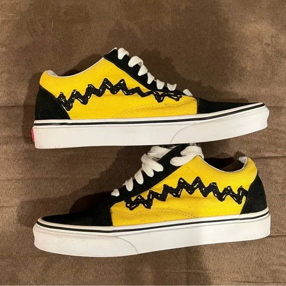 Vans X Peanuts &quot;Good Grief &quot; Charlie Brown Skate Shoes Women 7.5- Men 6