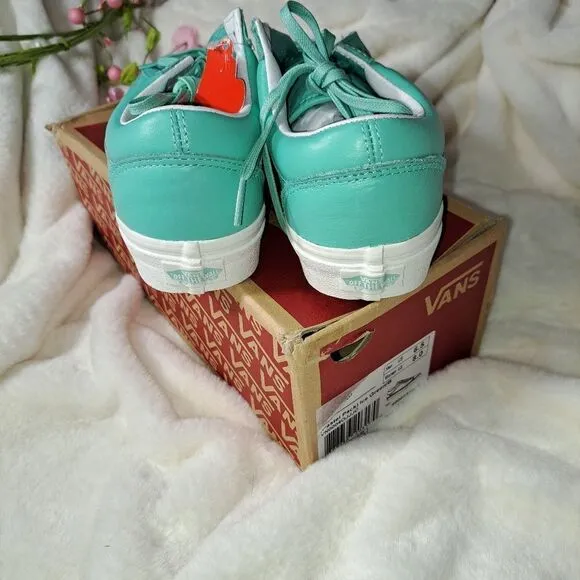 Vans Old Skool Pastel Pack Ice Green/Blanc Skate Shoes Leather 6.5 mens …