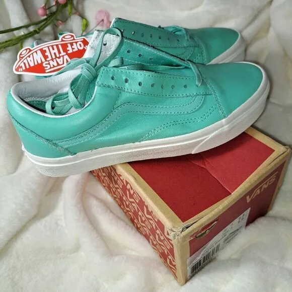 Vans Old Skool Pastel Pack Ice Green/Blanc Skate Shoes Leather 6.5 mens …