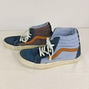Vans SK8 California Hi Top Skate Shoes Womens 8 Blue Denim Plaid