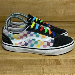 Vans Womens Checkered Rainbow Skate Shoes 5