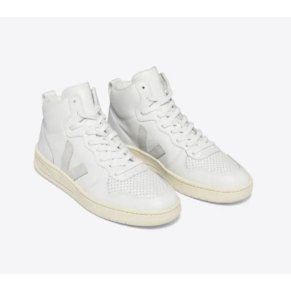 Veja V-15 Mens Size 11.5 Shoes Extra White/Natural High Top Leather Sneakers