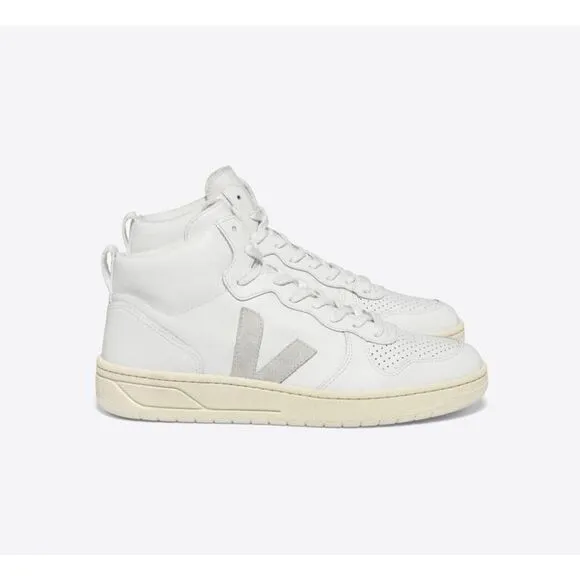 Veja V-15 Mens Size 11.5 Shoes Extra White/Natural High Top Leather Sneakers