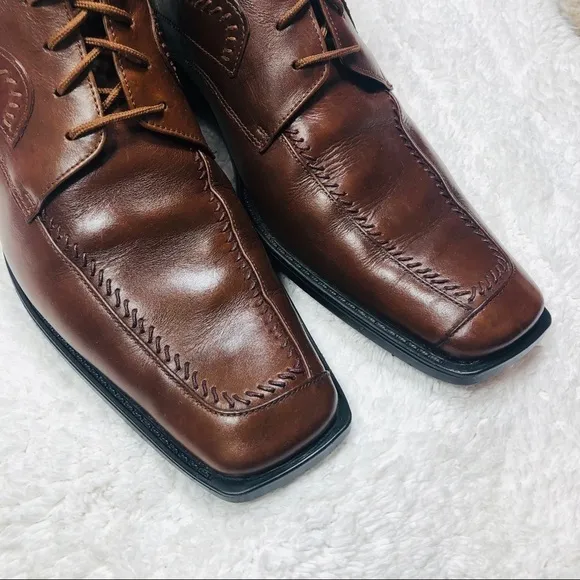 Versace Collection vintage brown square toe leather short boots sz41 US8