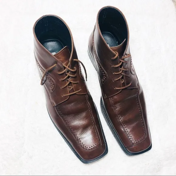 Versace Collection vintage brown square toe leather short boots sz41 US8