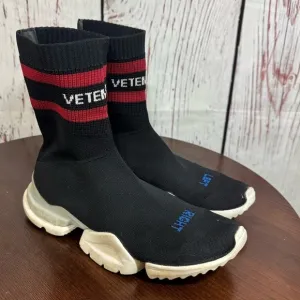 Vetements X Reebok Black Socks Shoes Ankle Length Stretchy Knit Boots 6.5 Womens