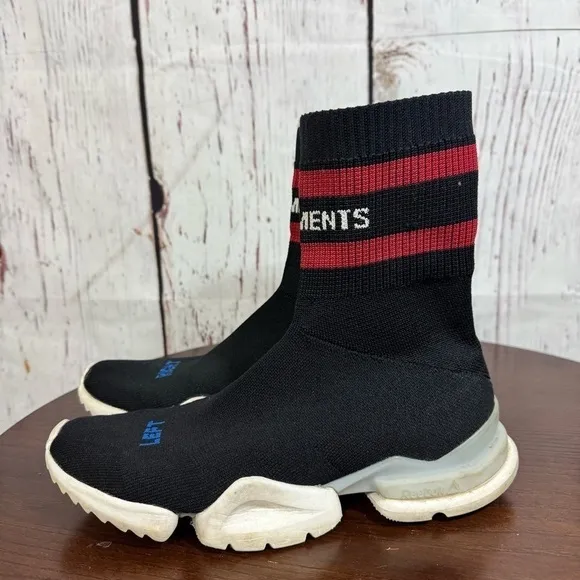 Vetements X Reebok Black Socks Shoes Ankle Length Stretchy Knit Boots 6.5 Womens