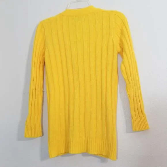 Vintage 50s vibrant yellow ribbed cardigan sweater