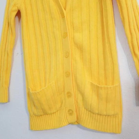 Vintage 50s vibrant yellow ribbed cardigan sweater