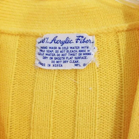 Vintage 50s vibrant yellow ribbed cardigan sweater