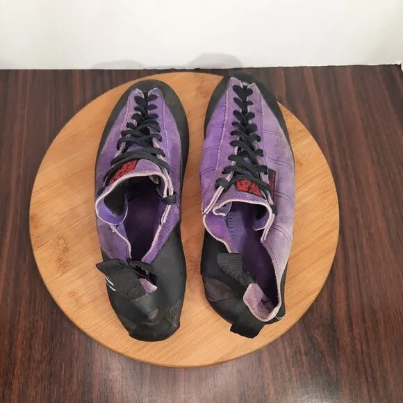 Vintage 5.10 Five Ten Stealth C4 Mens 11.5 Purple Suede Rock Climbing Shoes USA