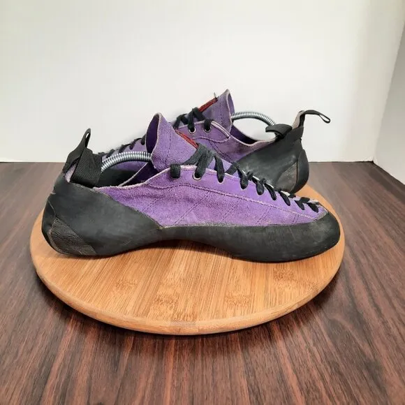 Vintage 5.10 Five Ten Stealth C4 Mens 11.5 Purple Suede Rock Climbing Shoes USA