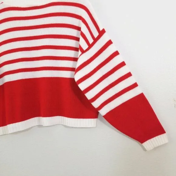 Vintage 80s cropped oversized striped sweater EUC