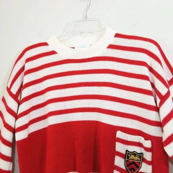 Vintage 80s cropped oversized striped sweater EUC