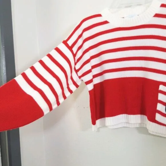 Vintage 80s cropped oversized striped sweater EUC