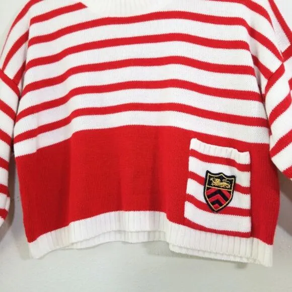Vintage 80s cropped oversized striped sweater EUC
