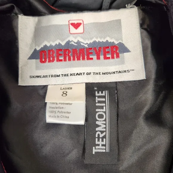 Vintage 80's Obermeyer Womens 8 Ski Snow Suit One Piece Bib Thermolite Pads Belt