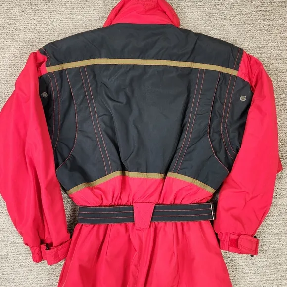 Vintage 80's Obermeyer Womens 8 Ski Snow Suit One Piece Bib Thermolite Pads Belt