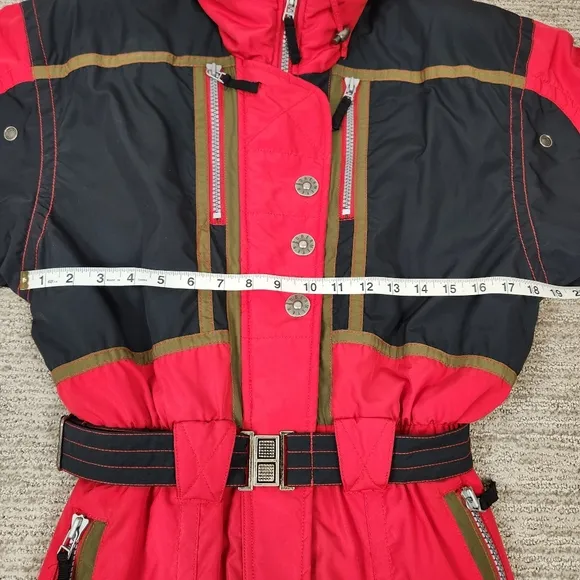 Vintage 80's Obermeyer Womens 8 Ski Snow Suit One Piece Bib Thermolite Pads Belt