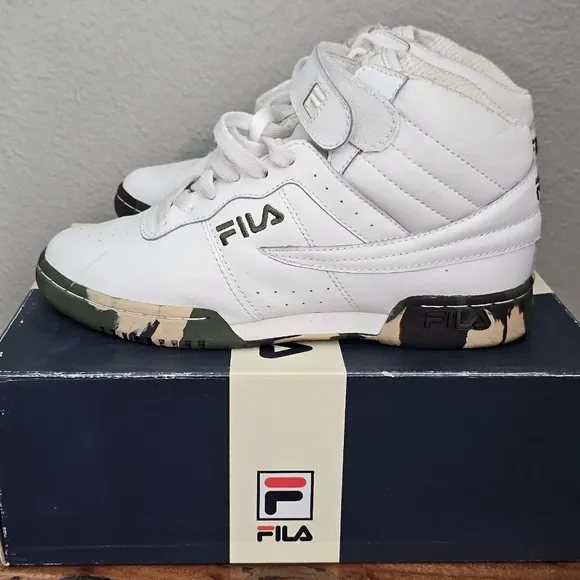 Vintage Army Fatigue Camo Fila High Top Sneaker Shoe Y 5 woman 6.5