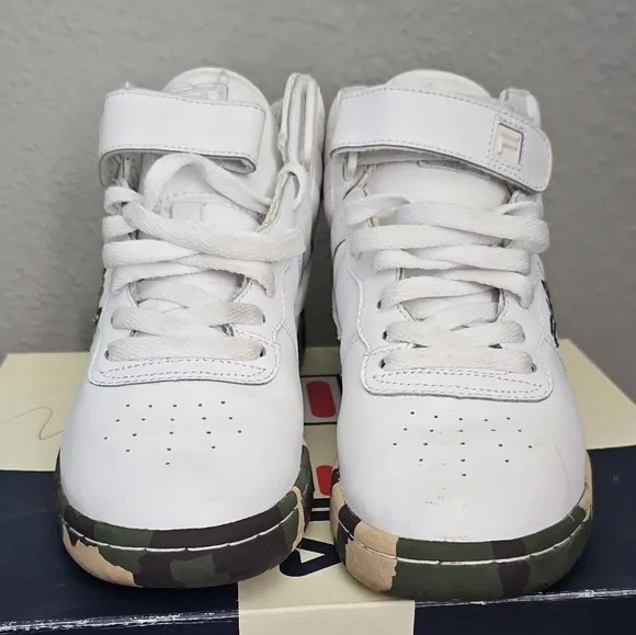 Vintage Army Fatigue Camo Fila High Top Sneaker Shoe Y 5 woman 6.5
