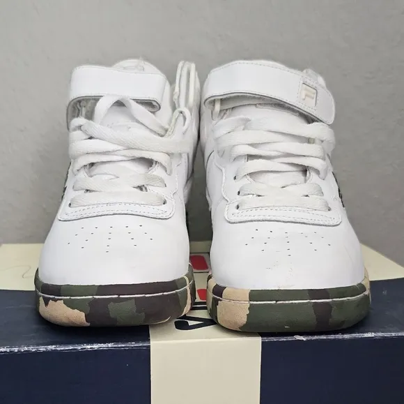 Vintage Army Fatigue Camo Fila High Top Sneaker Shoe Y 5 woman 6.5
