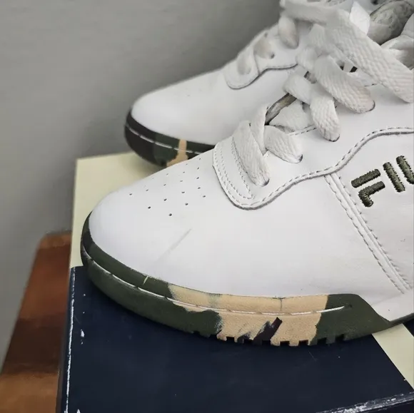 Vintage Army Fatigue Camo Fila High Top Sneaker Shoe Y 5 woman 6.5