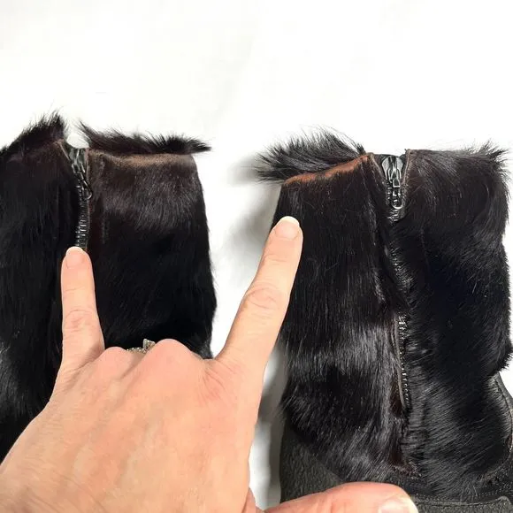 Vintage Bally Polar Fur Boots Womens Sz 5.5 EU 36 Apres Ski 70s Shearling Black