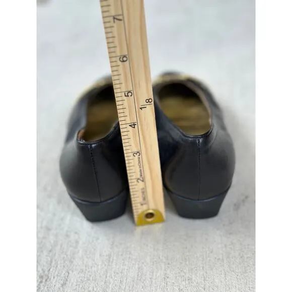 Vintage Bally Women’s 8.5M Black Patent Leather Wedges Cone Heels Ballet Shoes