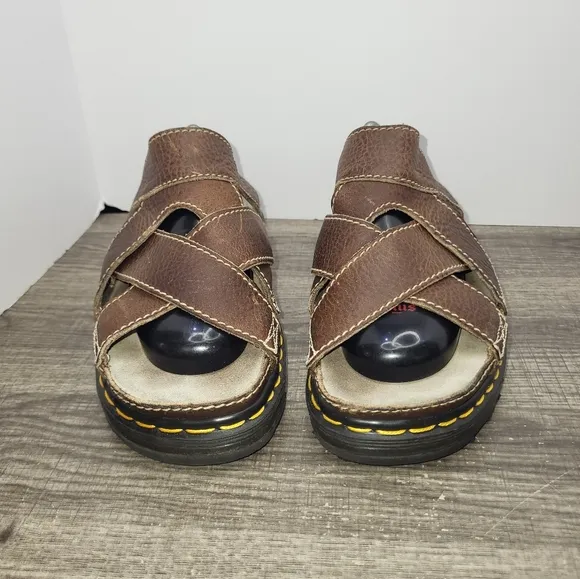 Vintage Docs Dr Martens Y2K 1990s Leather Made In England Slide Sandals Size 10