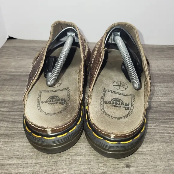 Vintage Docs Dr Martens Y2K 1990s Leather Made In England Slide Sandals Size 10