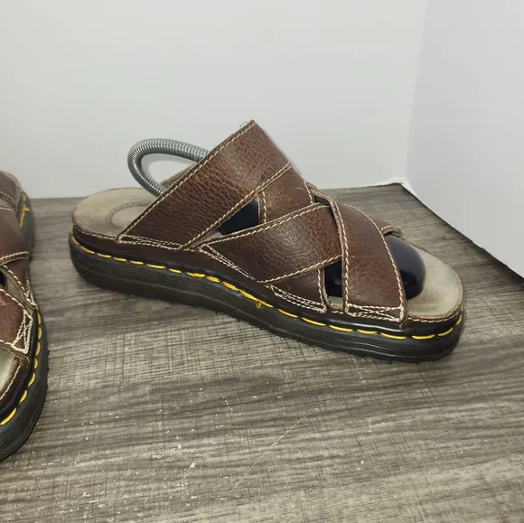 Vintage Docs Dr Martens Y2K 1990s Leather Made In England Slide Sandals Size 10
