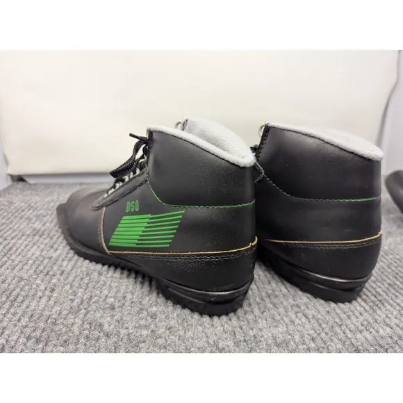 Vintage DSO Boots Mens 6 Black Green Nordic Norm Cross Country Ski Lace Up