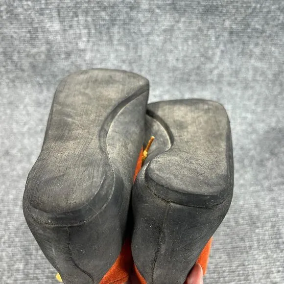 Vintage Fire High Top Rock Climbing Bouldering Shoes Womens 7 Orange Suede