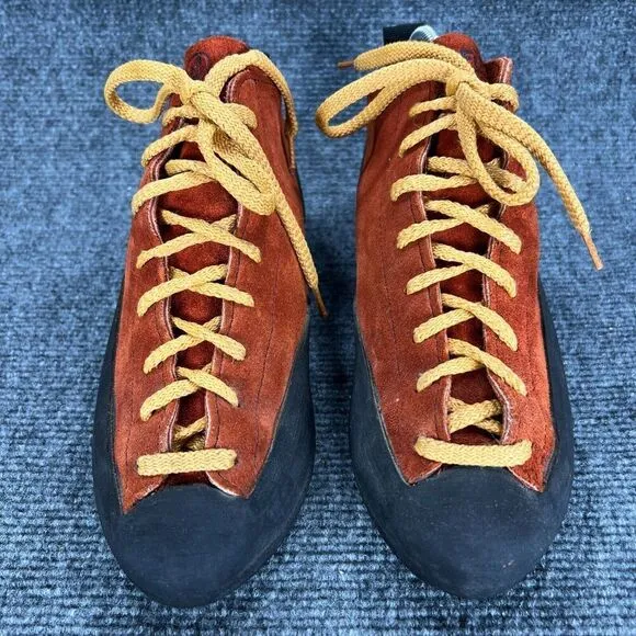 Vintage Fire High Top Rock Climbing Bouldering Shoes Womens 7 Orange Suede