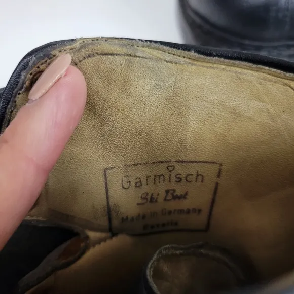 Vintage Garmisch Leather Cross Country Ski Boots Made in Germany Size 9