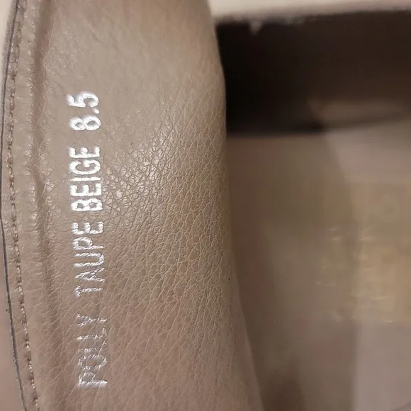 Vintage Havana Taupe Vegan Suede Slip On Shoes With Gold Hardware - Size 8.5