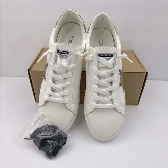 VINTAGE HAVANA, TENNIS SHOES, “WHITE” WITH CAMOUFLAGE &amp; GLITTERING DESIGN, 11.5