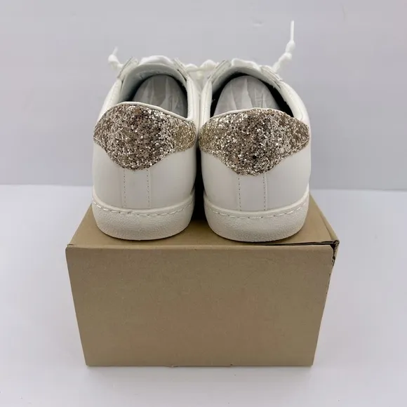 VINTAGE HAVANA, TENNIS SHOES, “WHITE” WITH CAMOUFLAGE &amp; GLITTERING DESIGN, 11.5
