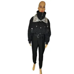 Vintage HEAD Sportswear One Piece Black and Silver Ski Suit - Size 10 Petite